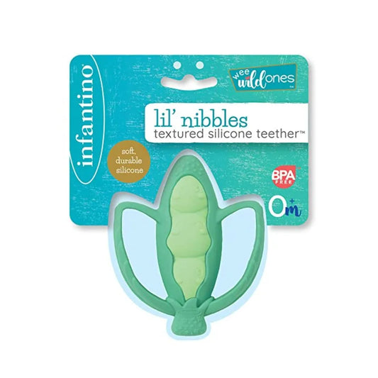 LIL NIBBLES TEXTURED SILICONE TEETHER - PEAS