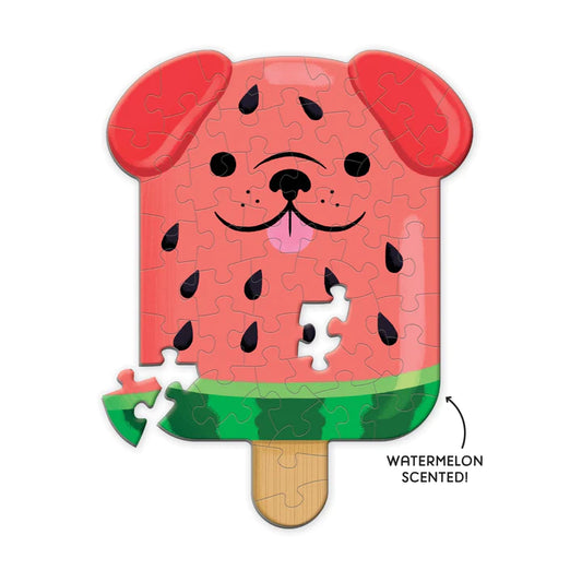 WATERMELON PUPSICLE 48 PIECE SCRATCH AND SNIFF SHAPED MINI PUZZLE